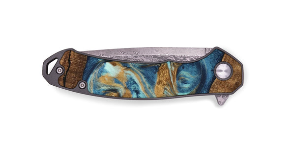 EDC Wood Pocket Knife - Martin (Teal & Gold, 746620)