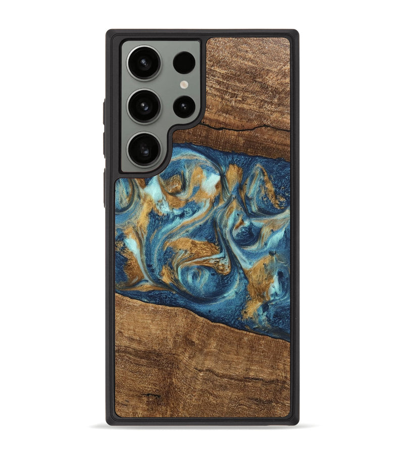 Galaxy S23 Ultra Wood Phone Case - Martin (Teal & Gold, 746620)