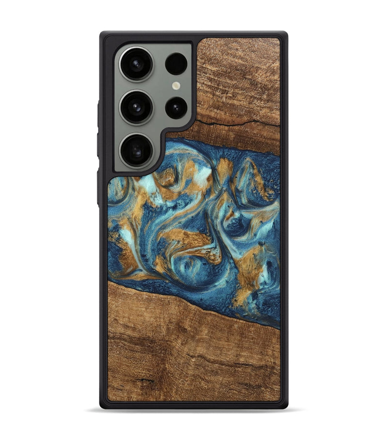 Galaxy S24 Ultra Wood Phone Case - Martin (Teal & Gold, 746620)