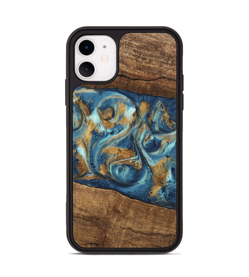 iPhone 11 Wood Phone Case - Martin (Teal & Gold, 746620)