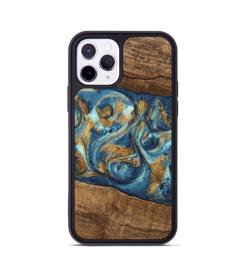 iPhone 11 Pro Wood Phone Case - Martin (Teal & Gold, 746620)