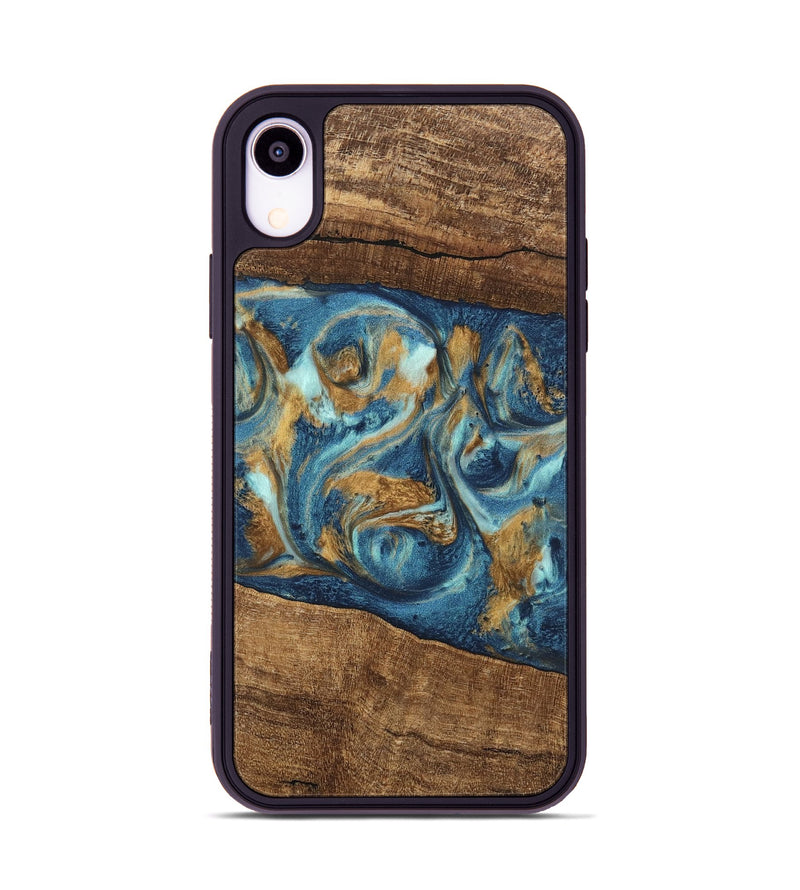 iPhone Xr Wood Phone Case - Martin (Teal & Gold, 746620)