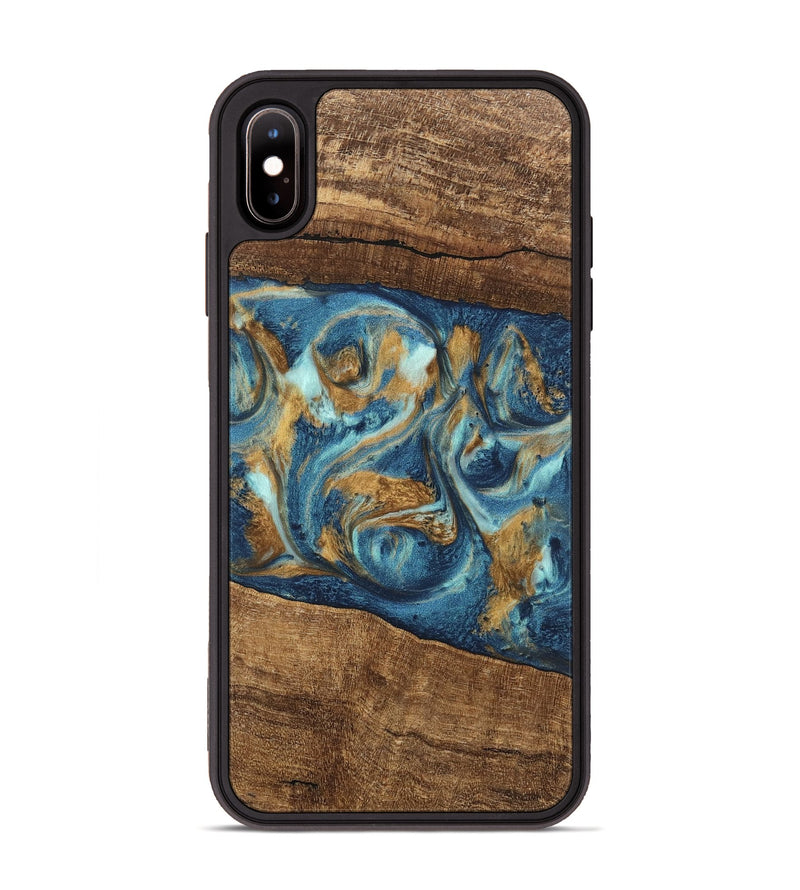 iPhone Xs Max Wood Phone Case - Martin (Teal & Gold, 746620)