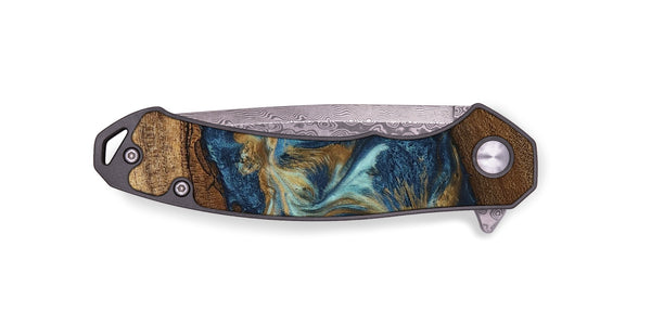 EDC Wood Pocket Knife - Dax (Teal & Gold, 746621)