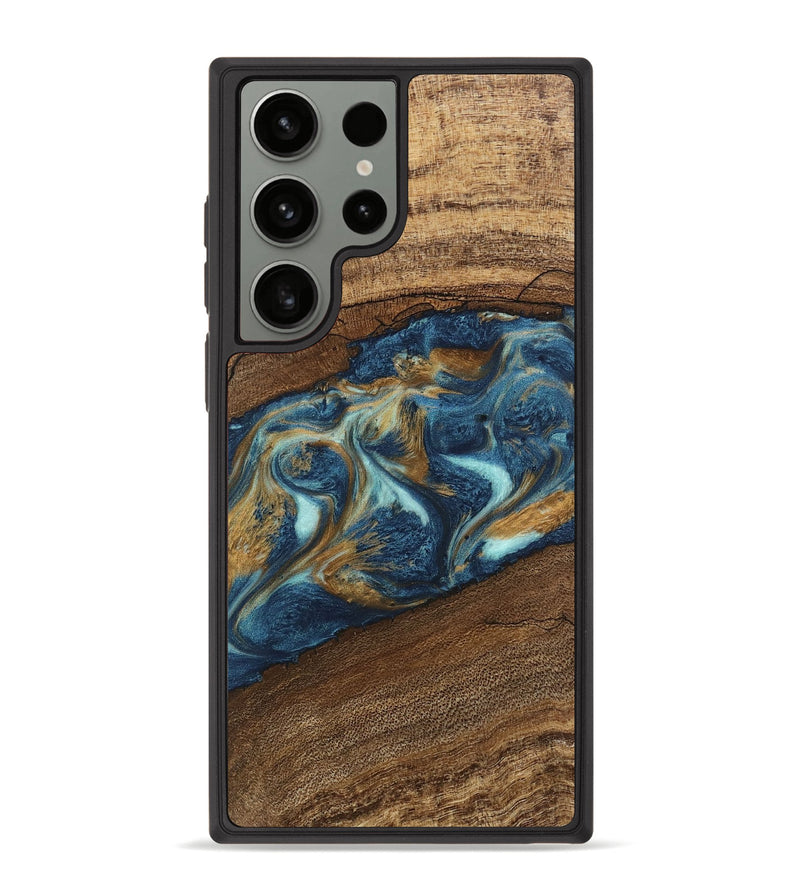 Galaxy S23 Ultra Wood Phone Case - Dax (Teal & Gold, 746621)