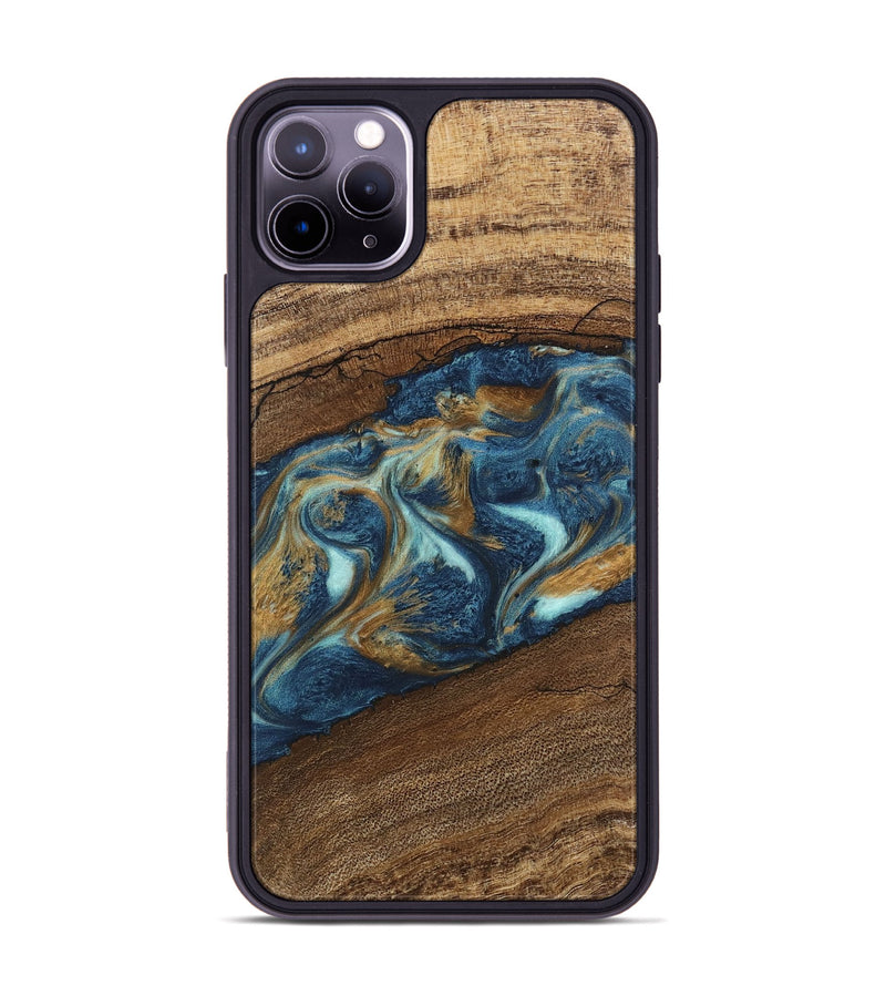 iPhone 11 Pro Max Wood Phone Case - Dax (Teal & Gold, 746621)