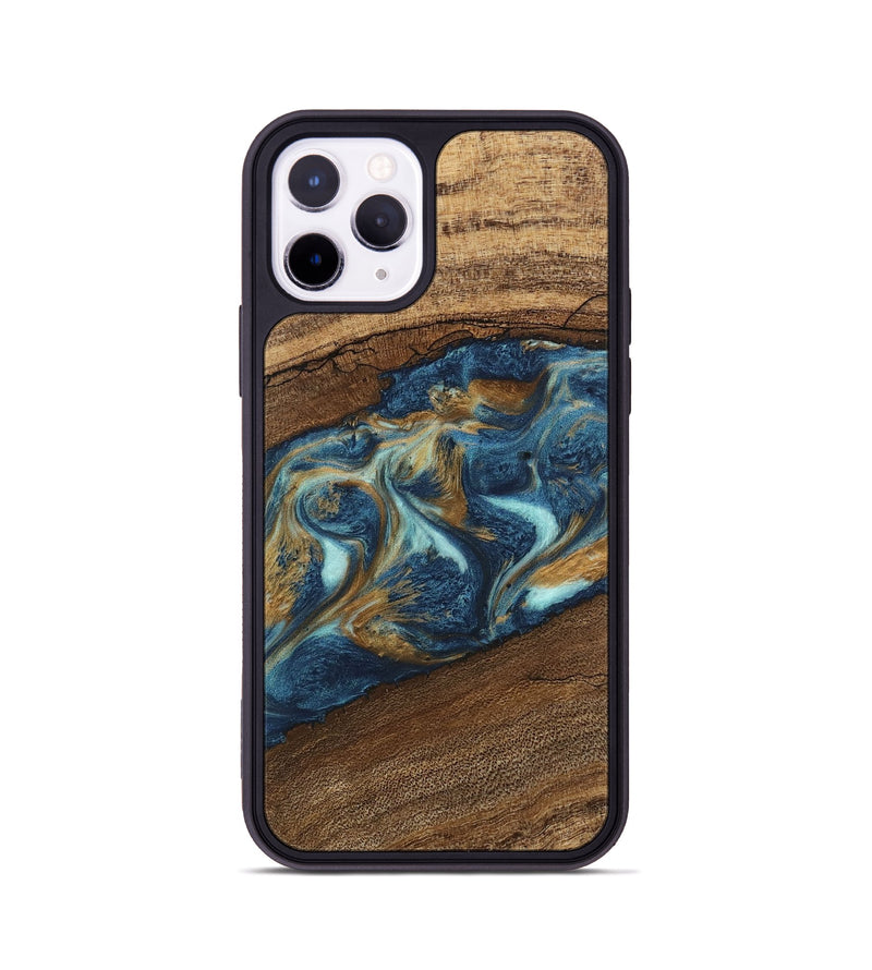 iPhone 11 Pro Wood Phone Case - Dax (Teal & Gold, 746621)