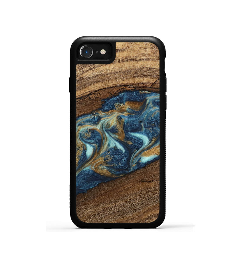 iPhone SE Wood Phone Case - Dax (Teal & Gold, 746621)