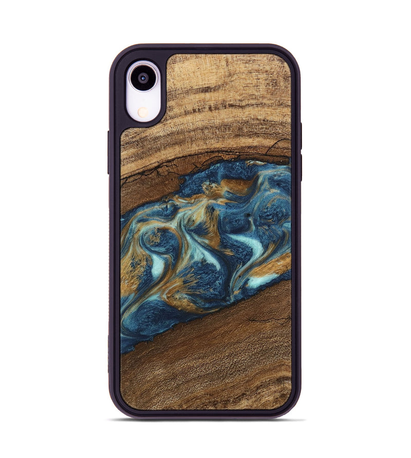 iPhone Xr Wood Phone Case - Dax (Teal & Gold, 746621)