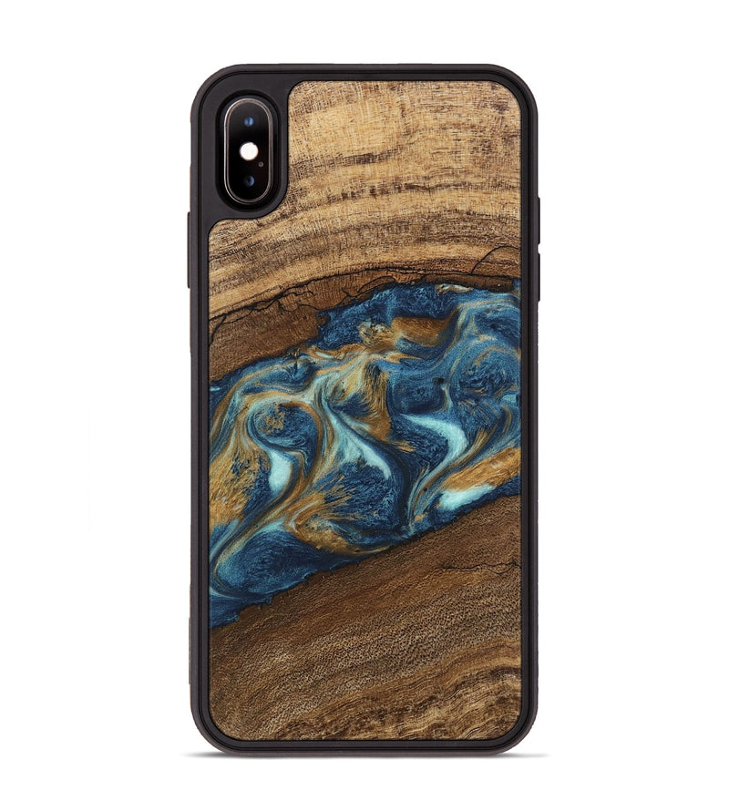 iPhone Xs Max Wood Phone Case - Dax (Teal & Gold, 746621)