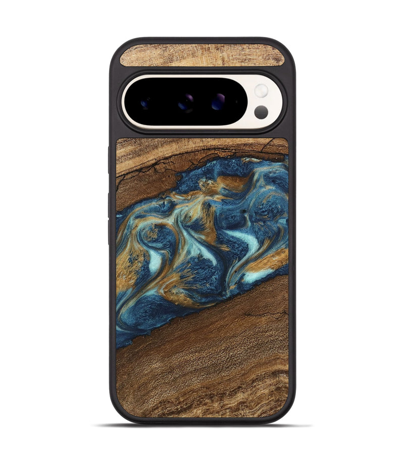 Pixel 9 Pro Wood Phone Case - Dax (Teal & Gold, 746621)