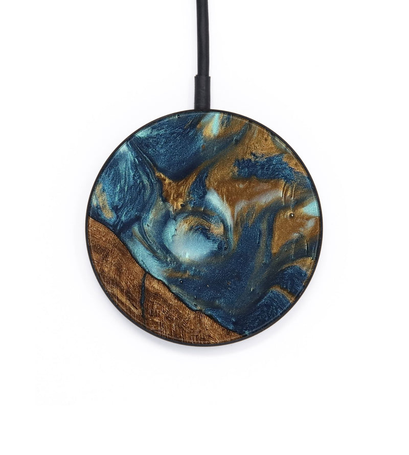 Circle Wood Wireless Charger - Freddie (Teal & Gold, 746623)