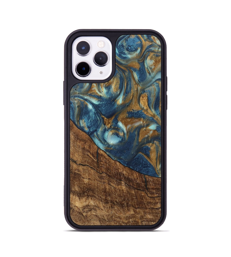 iPhone 11 Pro Wood Phone Case - Freddie (Teal & Gold, 746623)