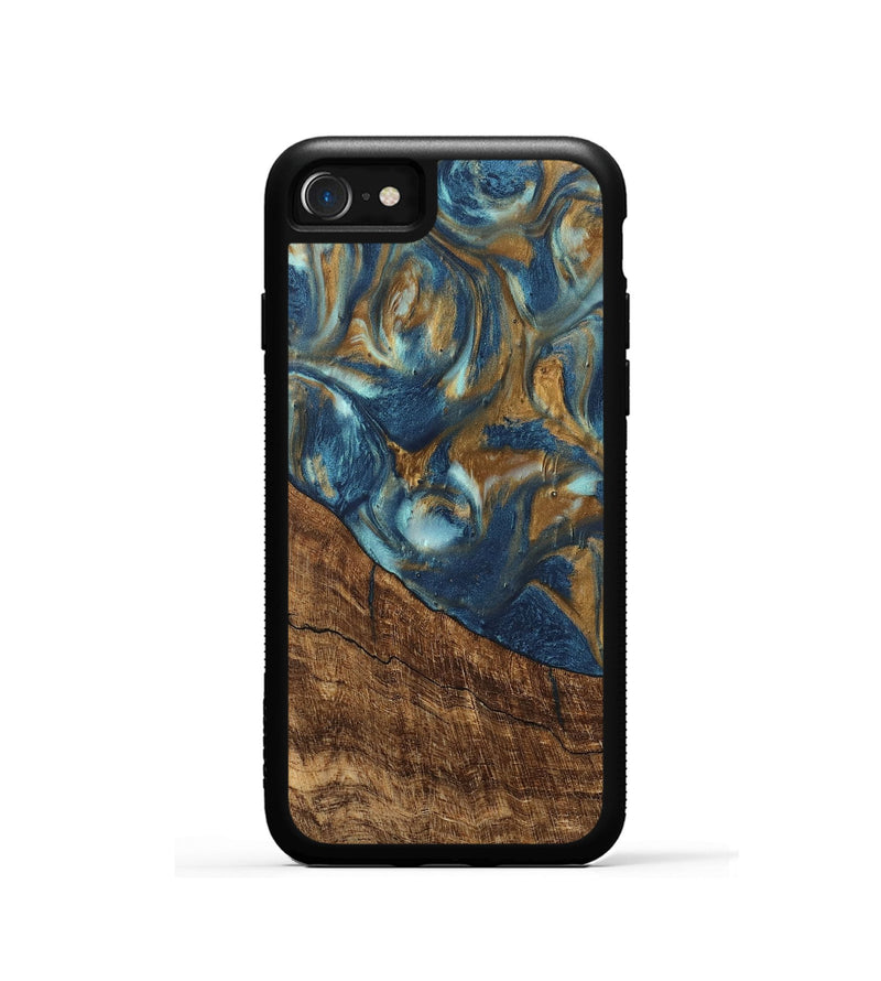 iPhone SE Wood Phone Case - Freddie (Teal & Gold, 746623)