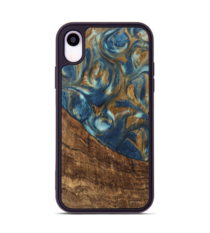 iPhone Xr Wood Phone Case - Freddie (Teal & Gold, 746623)