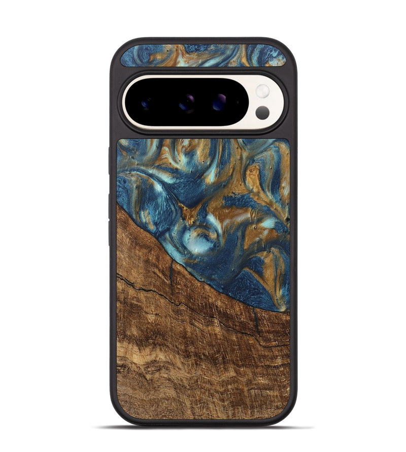 Pixel 9 Pro Wood Phone Case - Freddie (Teal & Gold, 746623)