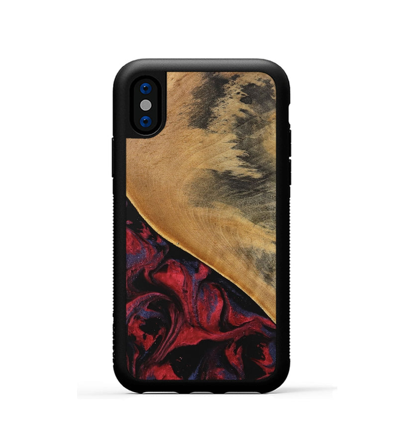 iPhone Xs Wood Phone Case - Leandra (Red, 746625)