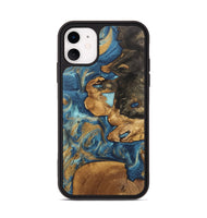 iPhone 11 Wood Phone Case - Diamond (Teal & Gold, 746638)