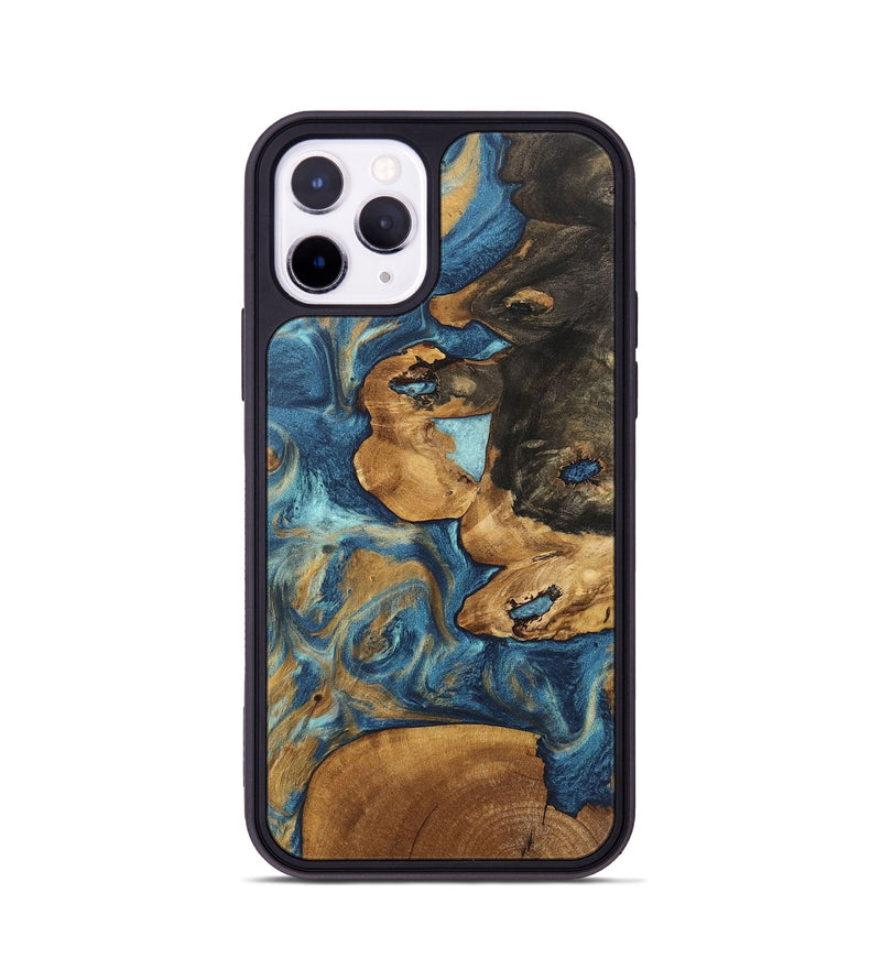 iPhone 11 Pro Wood Phone Case - Diamond (Teal & Gold, 746638)