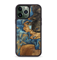 iPhone 13 Pro Max Wood Phone Case - Diamond (Teal & Gold, 746638)