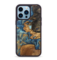 iPhone 14 Pro Max Wood Phone Case - Diamond (Teal & Gold, 746638)