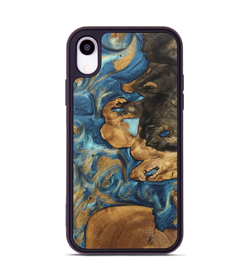 iPhone Xr Wood Phone Case - Diamond (Teal & Gold, 746638)