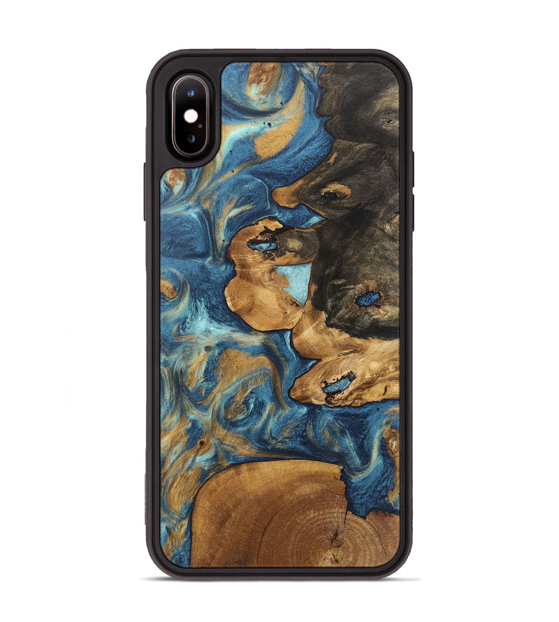 iPhone Xs Max Wood Phone Case - Diamond (Teal & Gold, 746638)