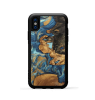 iPhone Xs Wood Phone Case - Diamond (Teal & Gold, 746638)