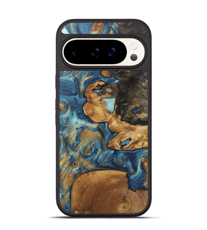 Pixel 9 Pro Wood Phone Case - Diamond (Teal & Gold, 746638)