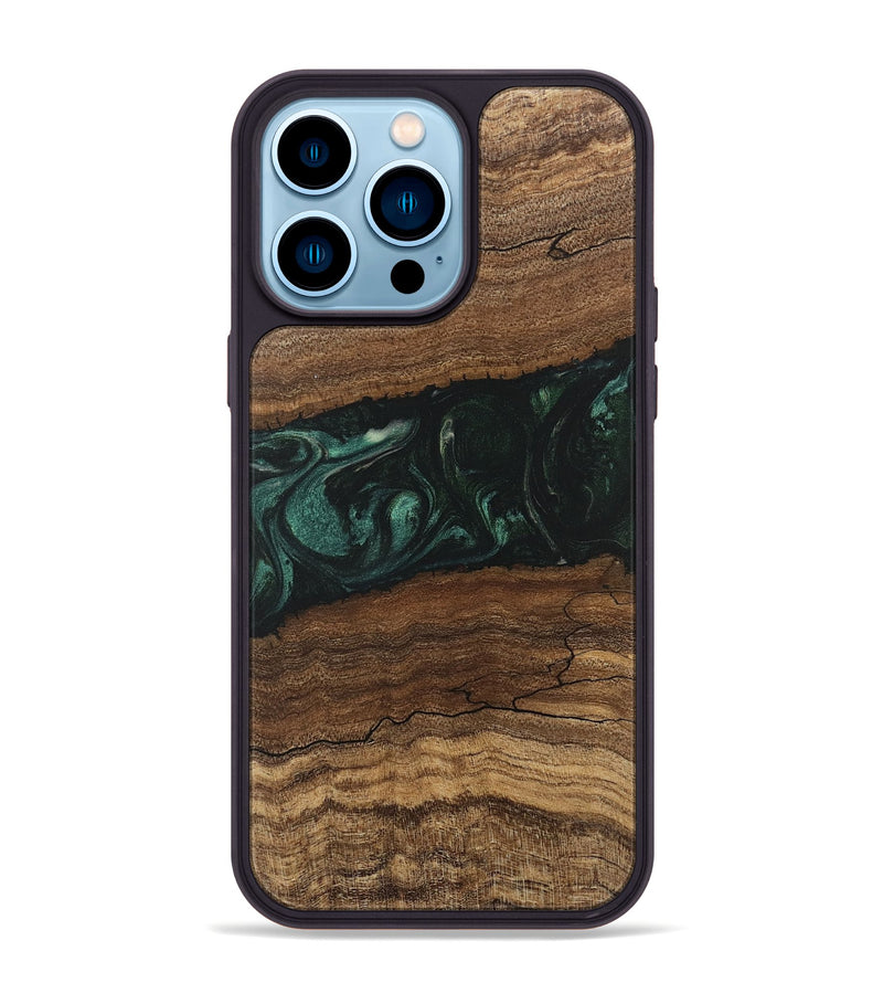 iPhone 14 Pro Max Wood Phone Case - Sim (Green, 746639)