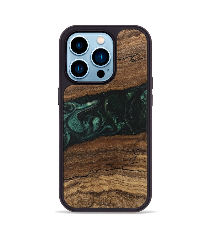 iPhone 14 Pro Wood Phone Case - Sim (Green, 746639)