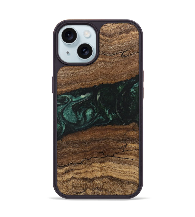 iPhone 15 Wood Phone Case - Sim (Green, 746639)