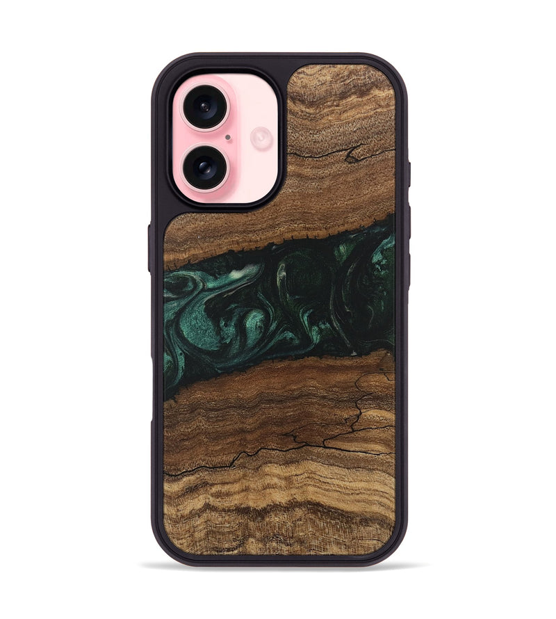 iPhone 16 Wood Phone Case - Sim (Green, 746639)