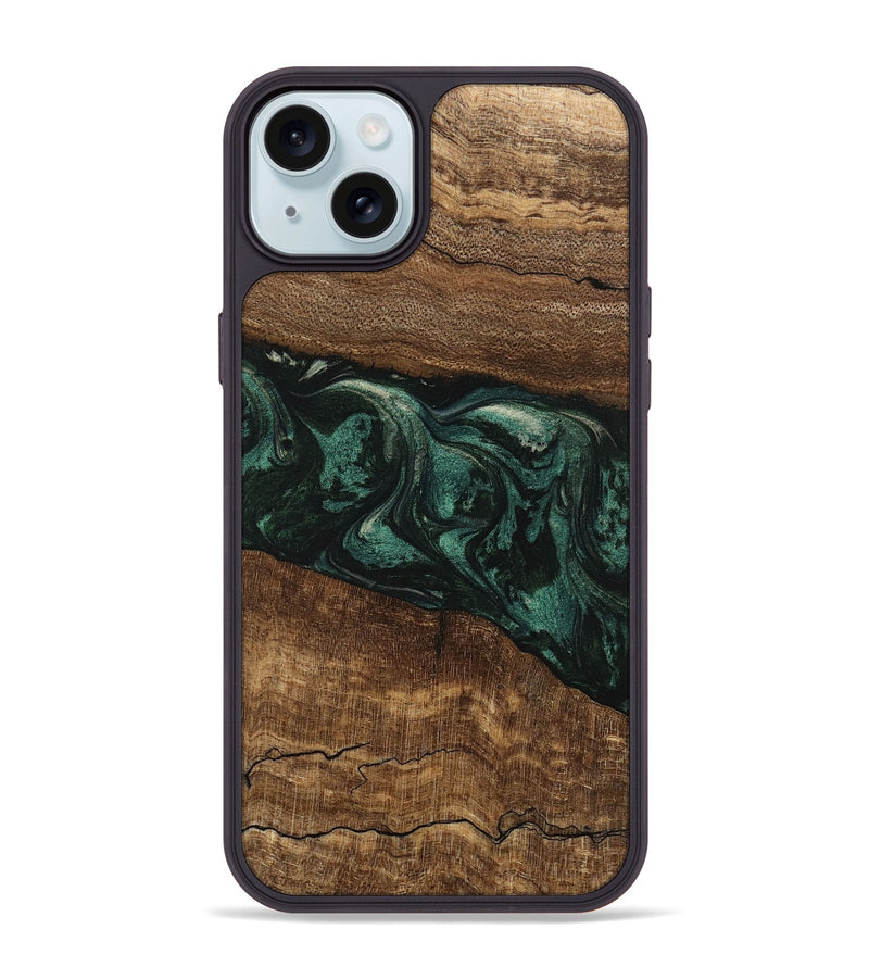 iPhone 15 Plus Wood Phone Case - Lizeth (Green, 746641)