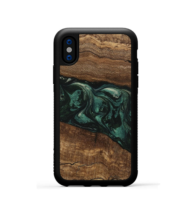 iPhone Xs Wood Phone Case - Lizeth (Green, 746641)