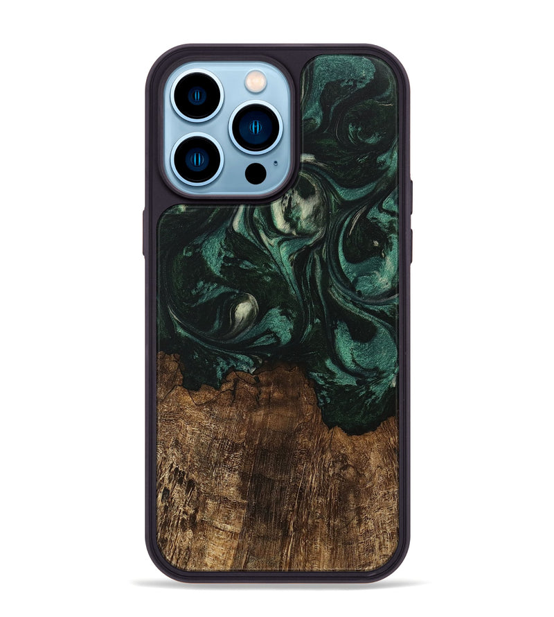 iPhone 14 Pro Max Wood Phone Case - Laila (Green, 746643)