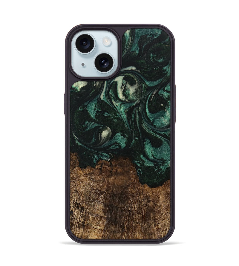 iPhone 15 Wood Phone Case - Laila (Green, 746643)