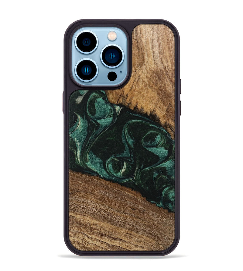 iPhone 14 Pro Max Wood Phone Case - Arsenio (Green, 746646)