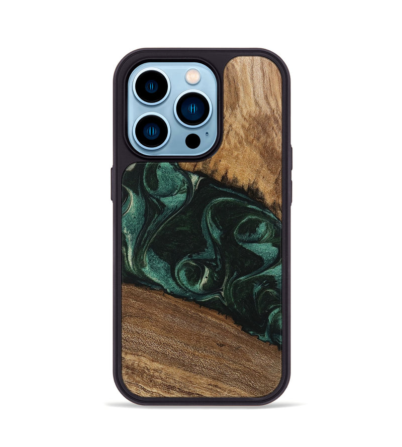 iPhone 14 Pro Wood Phone Case - Arsenio (Green, 746646)