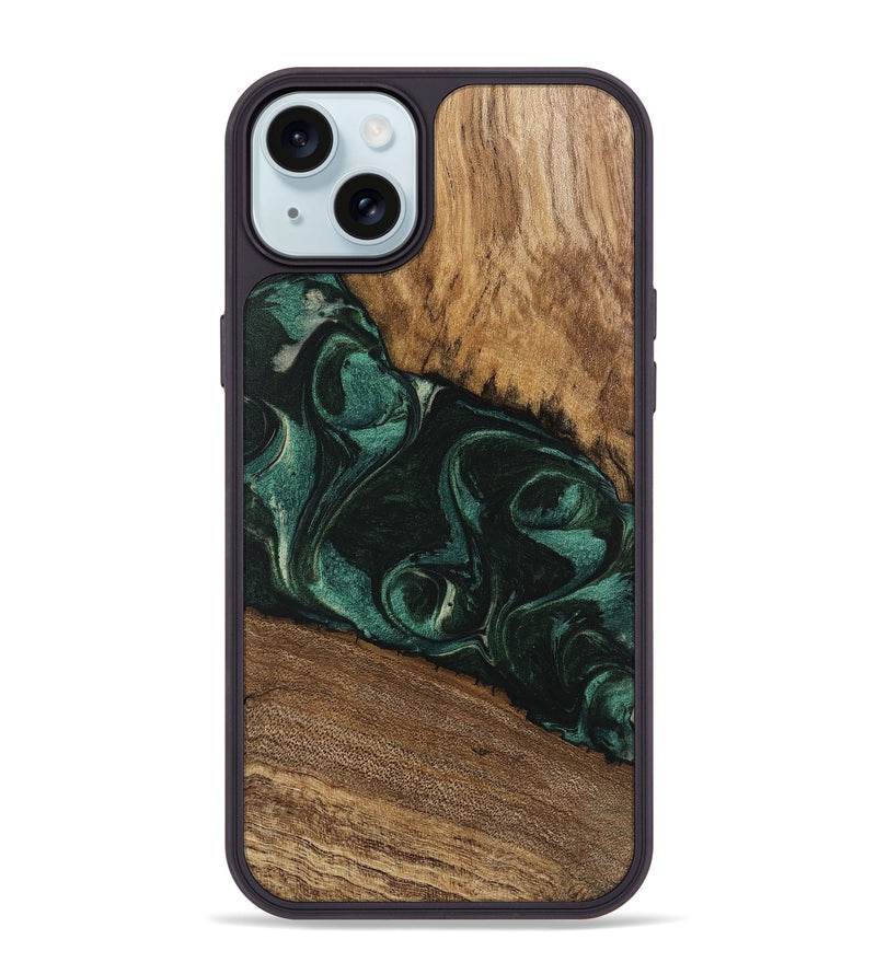 iPhone 15 Plus Wood Phone Case - Arsenio (Green, 746646)