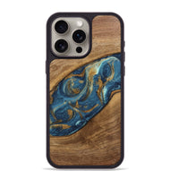 iPhone 15 Pro Max Wood Phone Case - Hali (Teal & Gold, 746648)