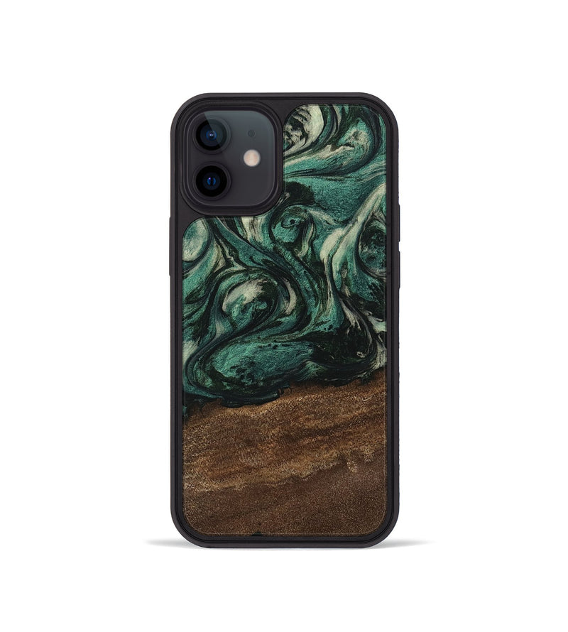 iPhone 12 mini Wood Phone Case - Kaisen (Green, 746651)