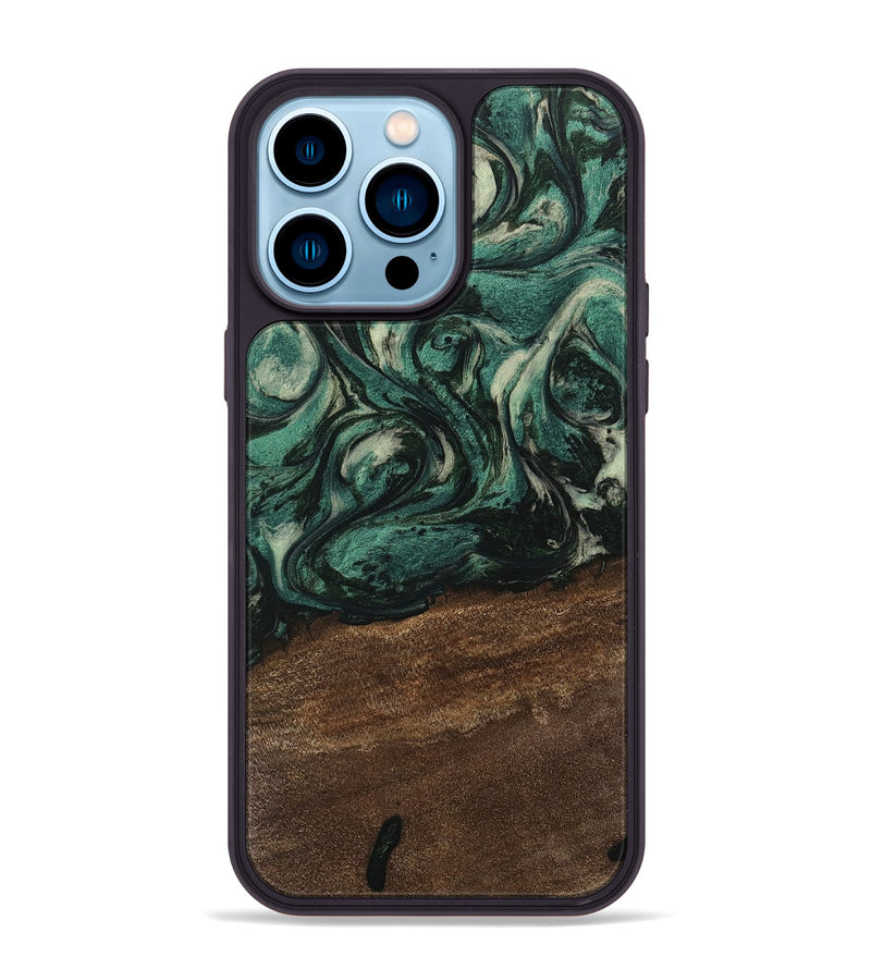 iPhone 14 Pro Max Wood Phone Case - Kaisen (Green, 746651)