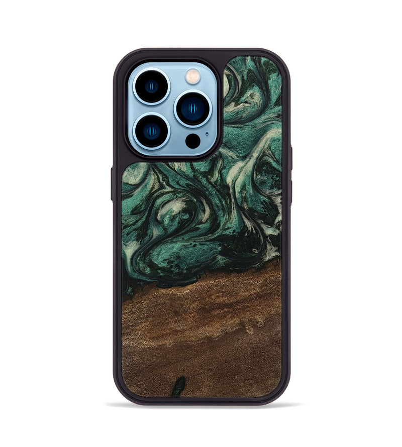 iPhone 14 Pro Wood Phone Case - Kaisen (Green, 746651)