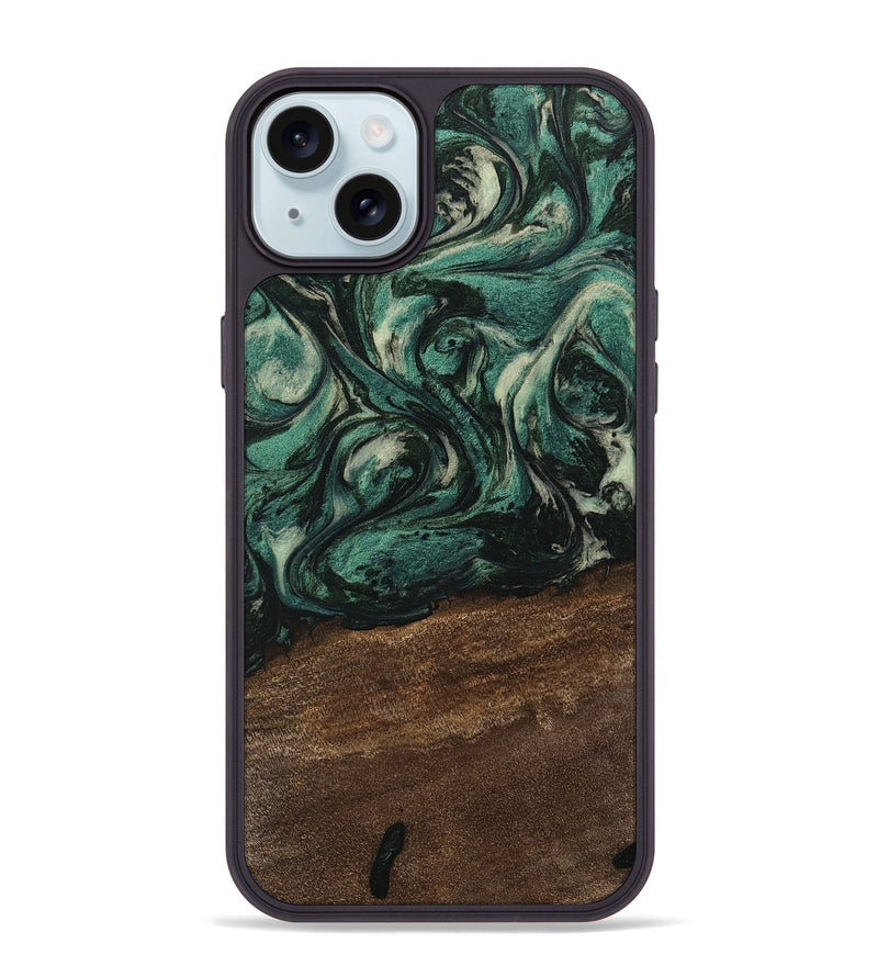 iPhone 15 Plus Wood Phone Case - Kaisen (Green, 746651)