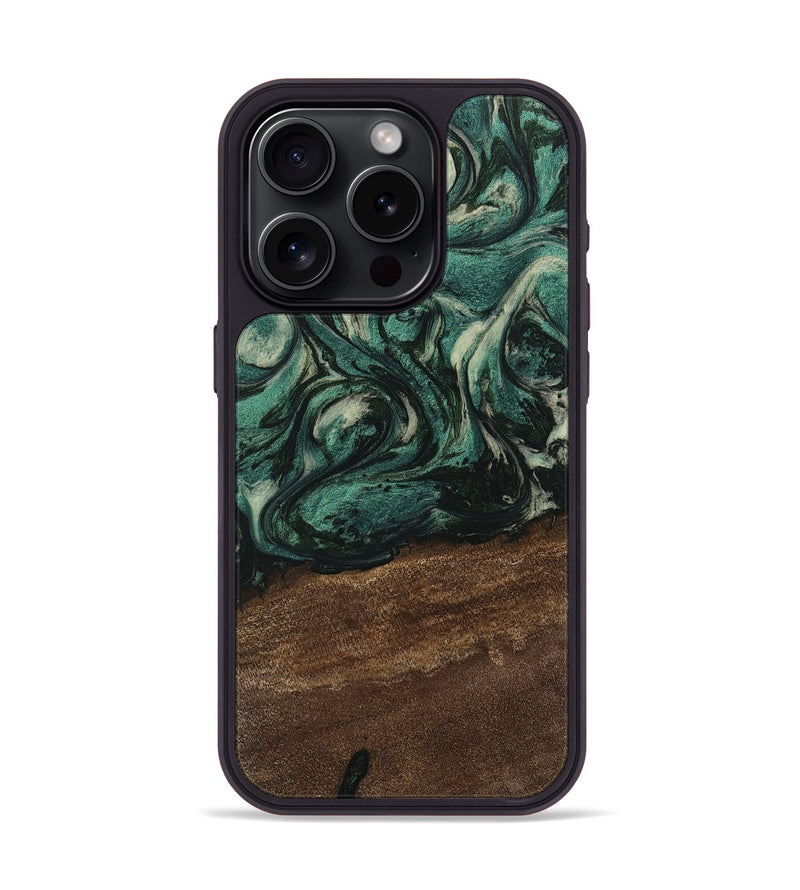 iPhone 15 Pro Wood Phone Case - Kaisen (Green, 746651)