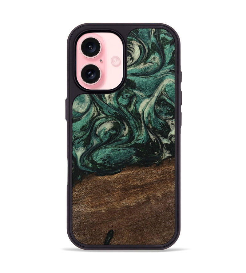 iPhone 16 Wood Phone Case - Kaisen (Green, 746651)