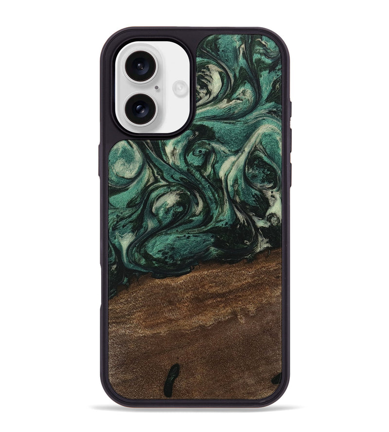 iPhone 16 Plus Wood Phone Case - Kaisen (Green, 746651)