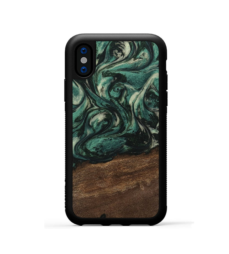 iPhone Xs Wood Phone Case - Kaisen (Green, 746651)