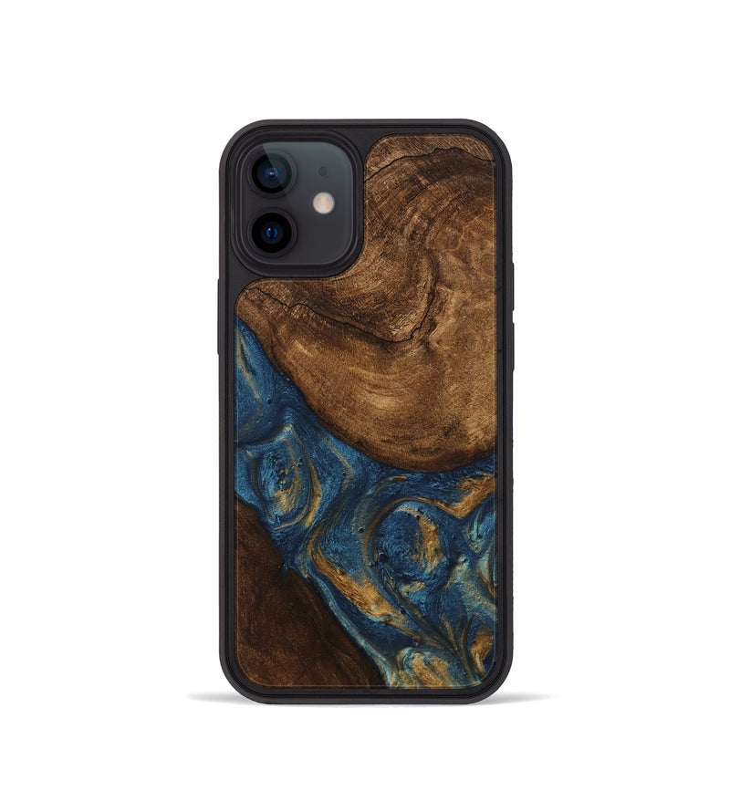 iPhone 12 mini Wood Phone Case - Gigi (Teal & Gold, 746653)